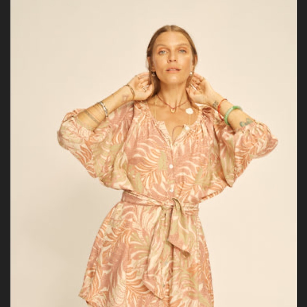 Natalie Martin Alex Short Dress XS Sunflower Stripe Agave NWT